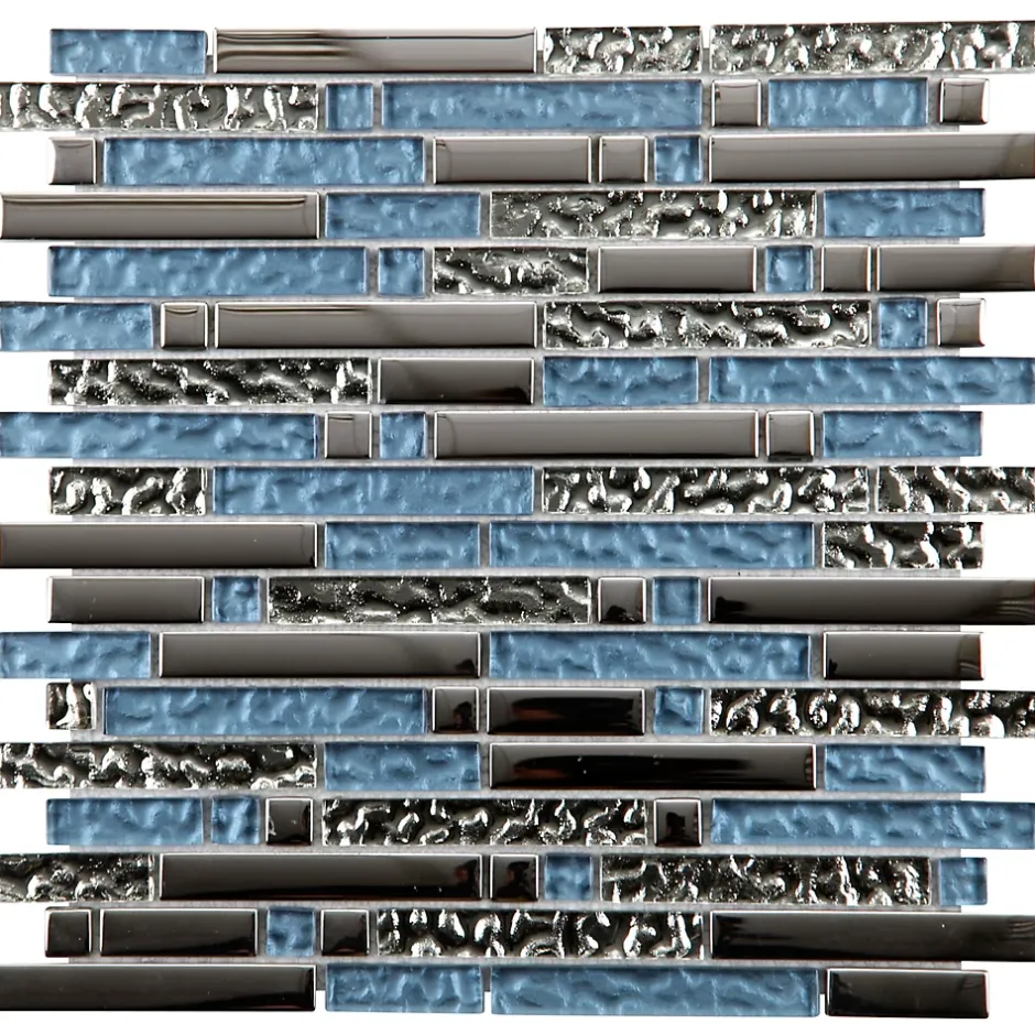 Mat Inter Mosaique verre Long bleu L. 30 x l. 30 cm