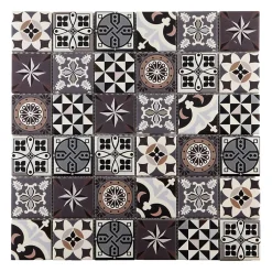 Mat Inter Mosaique verre Marge marron L. 30 x l. 30 cm