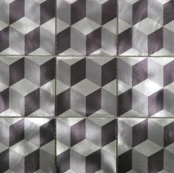 Carrelage Signature Mosaique 10X10 Alu Brosse Gris - vendu par plaque de 30 X 30 cm -