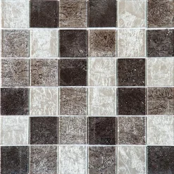 Carrelage Signature Mosaqiue de verre Froisse Noir Gris Argent 4.8 X 4.8 Cm - vendu par plaque de 30 X 30 Cm -