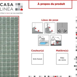 MOSAÏQUE GRIS FONCÉ 1 PLAQUE 32,7 x 32,7 CM CASA LINEA-Casa Linéa