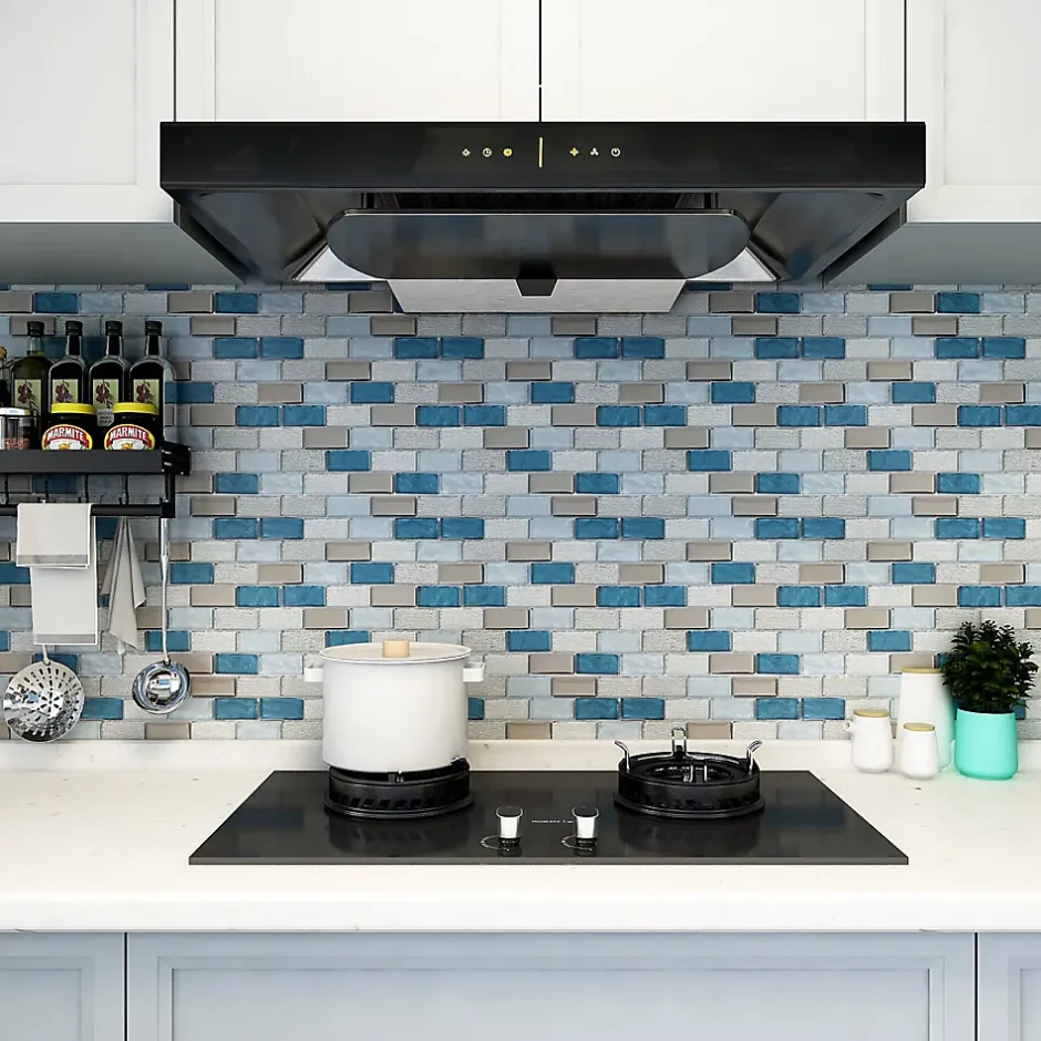 Mosaïque 30 x 30 cm Glass bleu-GoodHome Online