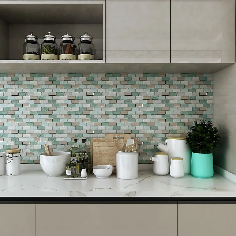 GoodHome Mosaïque 30 x 30 cm Glass vert