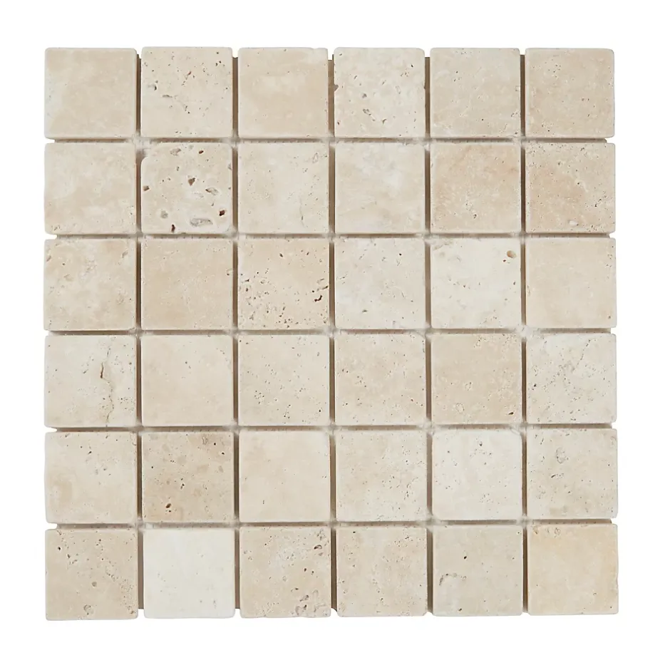 GoodHome Mosaïque beige 30,5x30,5cm Travertino pierre naturelle