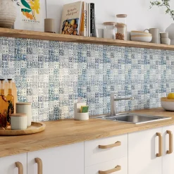 GoodHome Mosaïque bleu et blanc 30x30cm