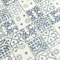 GoodHome Mosaïque bleu et blanc 30x30cm