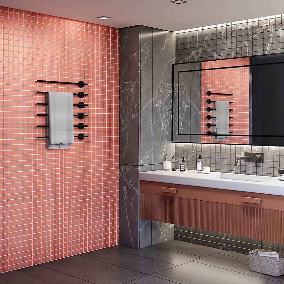 GoodHome Mosaïque céramique Elko rouge L. 30,3 x l. 30,3 cm