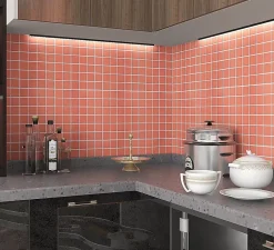 GoodHome Mosaïque céramique Elko rouge L. 30,3 x l. 30,3 cm