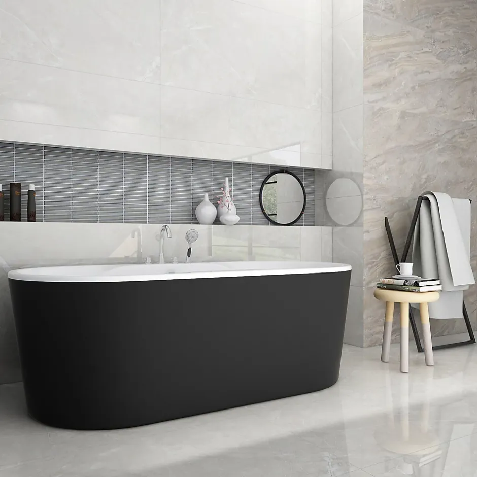 Mosaïque céramique gris L. 29,5 x l. 29,8 cm-GoodHome Hot