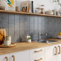 Mosaïque céramique gris L. 29,5 x l. 29,8 cm-GoodHome Hot