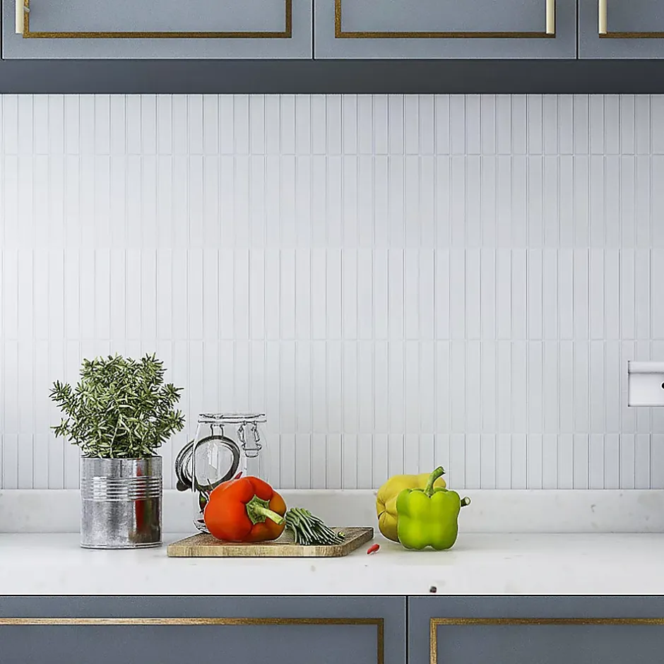 GoodHome Mosaïque céramique Luisa blanc L. 29,8 x l. 29,5 cm