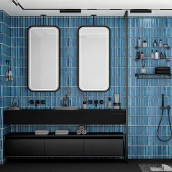 GoodHome Mosaïque céramique Luisa bleu L. 29,8 x l. 29,5 cm