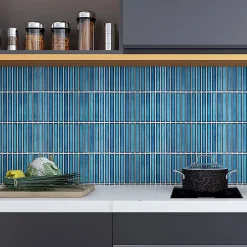 GoodHome Mosaïque céramique Luisa bleu L. 29,8 x l. 29,5 cm