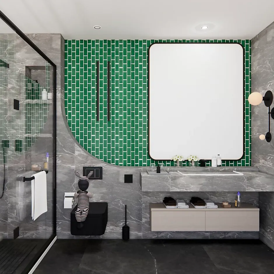 Mosaïque céramique Trentiemax vert L. 29,3 x l. 28,8 cm-GoodHome New