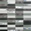 Mosaïque d'aluminium brosse et verre Mix Gris Barrettes 2X7.3 cm - vendu par plaque de 30.3 X29.7 cm --Carrelage Signature Clearance