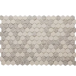 Mosaïque de verre pressé antidérapant R11 sur maille pour salle de bain ou cuisine 52 cm x 34 cm - Hexa grey mat (0,166m²)-Ilcom Clearance
