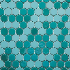 Ilcom Mosaïque de verre pressé antidérapant sur maille pour salle de bain ou cuisine 52 cm x 34 cm - Hexa artistic (0,166m²)