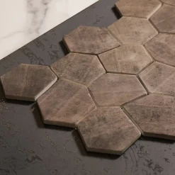 Mosaïque de verre pressé antidérapant R11 sur maille pour salle de bain ou cuisine 41 cm x 26 cm - Hexa dark mat (0,09m²)-Ilcom Hot