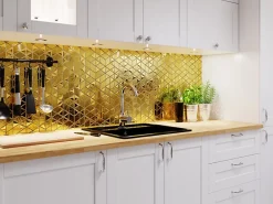 Mosaïque de verre pour salle de bain ou cuisine Scratched Gold Mirror - 26,3 x 30,3 cm-Ilcom New