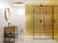 Mosaïque de verre pour salle de bain ou cuisine Scratched Gold Mirror - 26,3 x 30,3 cm-Ilcom New