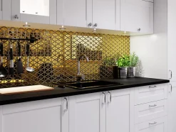 Ilcom Mosaïque de verre pour salle de bain ou cuisine 26.3 x 30.3 cm - Golden mirror