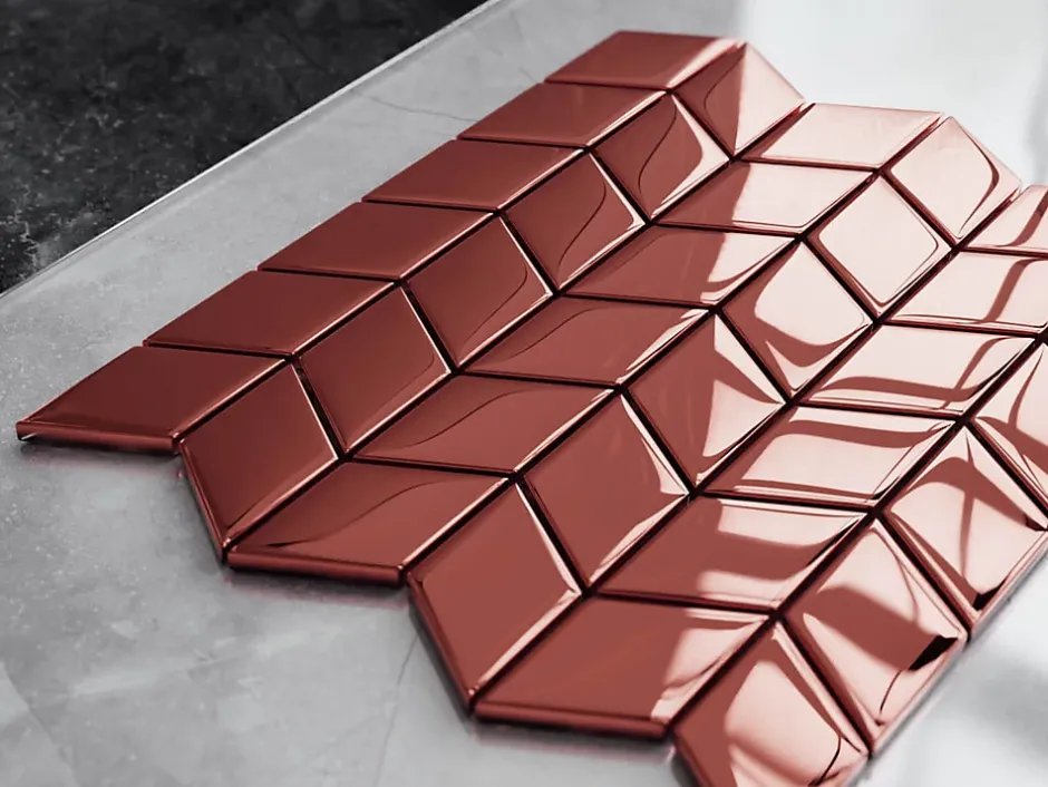 Mosaïque de verre sur maille pour salle de bain ou cuisine Magic Copper Chevron - 26.5cm x 30.5cm-Ilcom