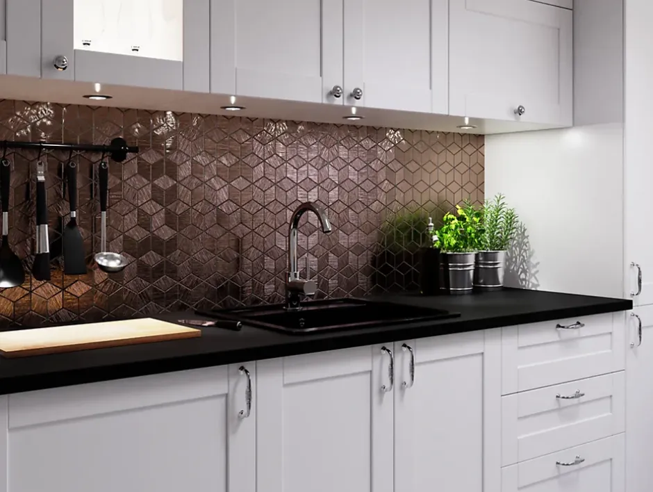 Mosaïque de verre sur maille pour salle de bain ou cuisine Copper eagle - 26.5cm x 30.5cm-Ilcom Outlet