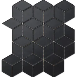 Mosaïque de verre sur maille pour salle de bain ou cuisine Soft black - 26.5cm x 30.5cm-Ilcom Online