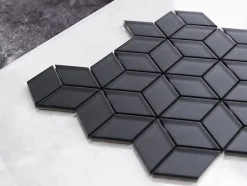 Mosaïque de verre sur maille pour salle de bain ou cuisine Soft black - 26.5cm x 30.5cm-Ilcom Online