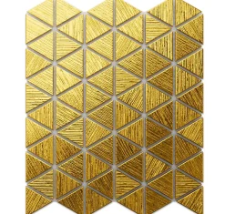 Ilcom Mosaïque de verre sur maille pour salle de bain ou cuisine 26,3 x 30,3 cm - GOLDEN TOTEM