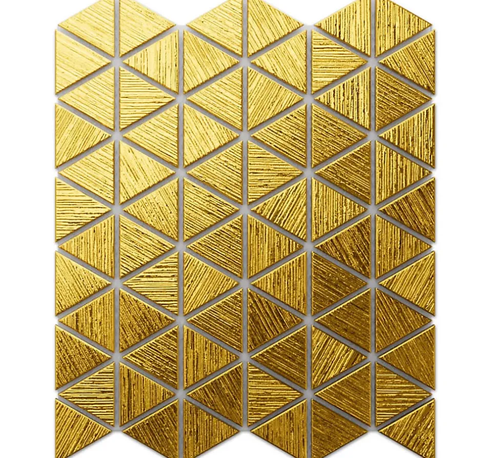 Ilcom Mosaïque de verre sur maille pour salle de bain ou cuisine 26,3 x 30,3 cm - GOLDEN TOTEM