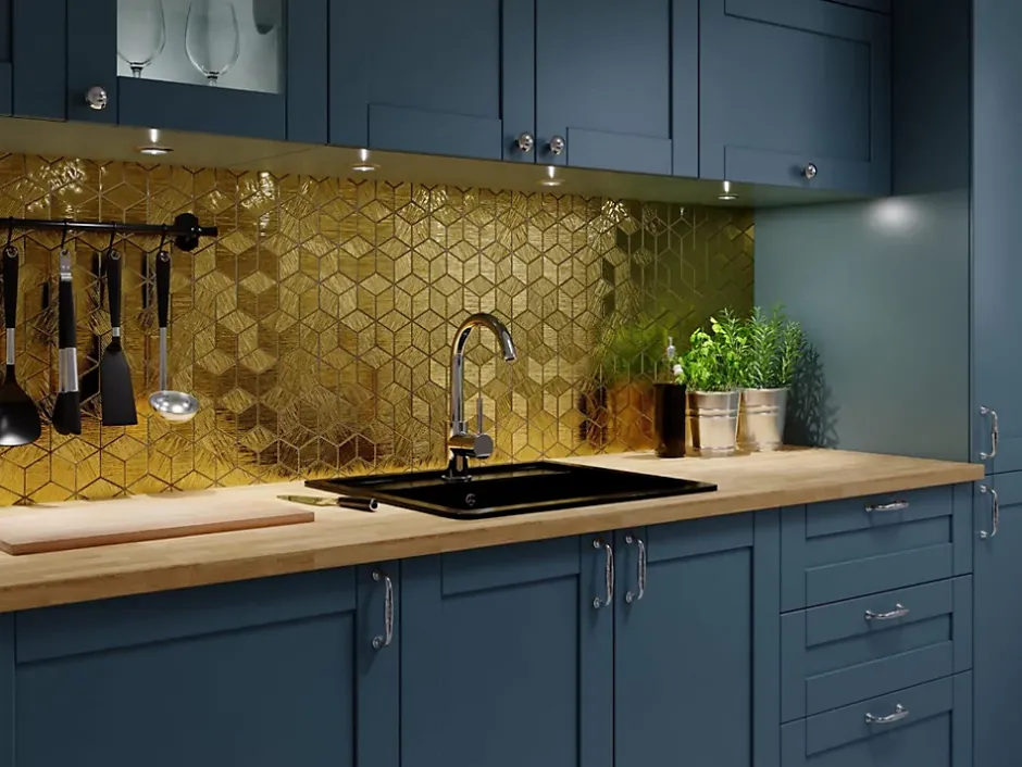 Mosaïque de verre sur maille pour salle de bain ou cuisine Gold eagle - 26.5cm x 30.5cm-Ilcom Best