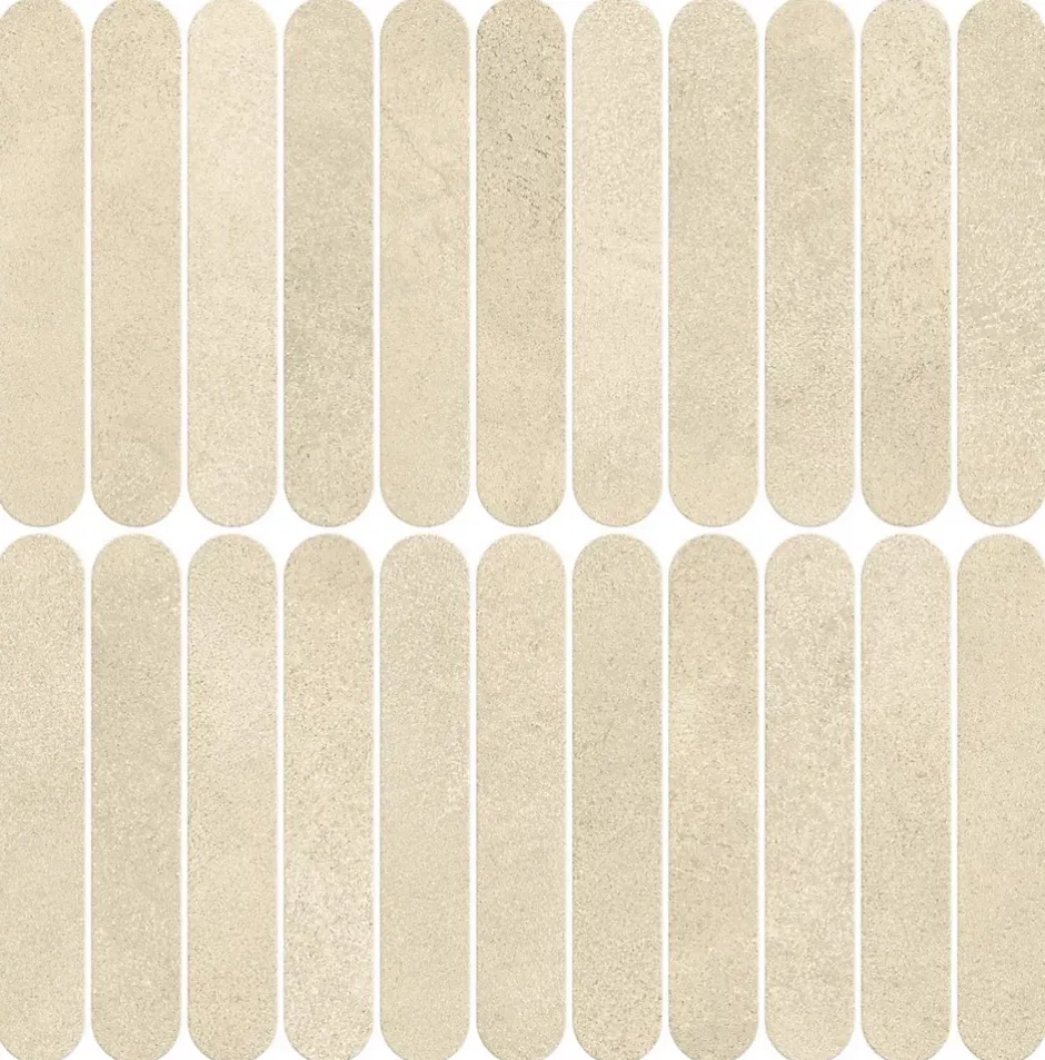 Mosaïque effet Béton Beige Amande 18,8x3,2 cm Lungo 37,8x37x0,9 cm Mat Stavira - Mur intérieur (vendu par carton de 0,83916 m²) --Ro'Ma Carrelage Hot