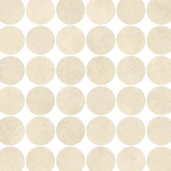 Ro'Ma Carrelage Mosaïque effet Béton Beige Coquille 5,2 cm Rond 32x32x0,9 cm Mat Stavira - Sol et mur intérieur (vendu par carton de 0,6144 m²) -
