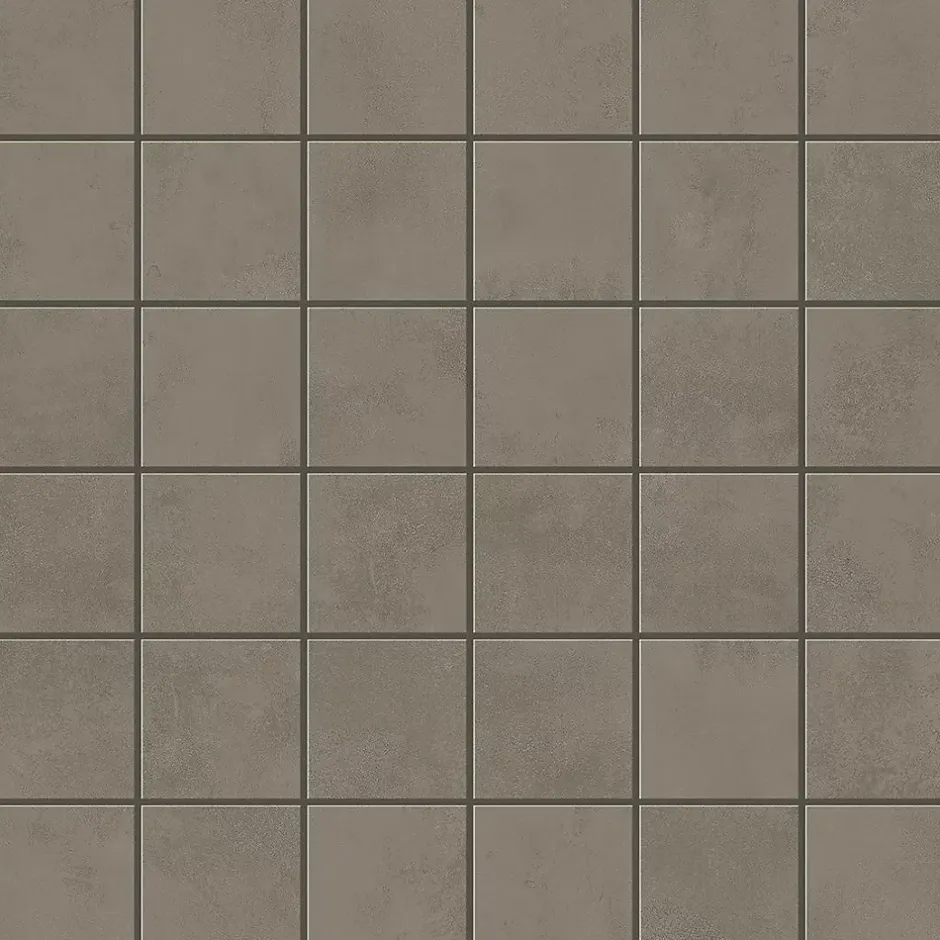 Mosaïque effet Béton Gris Terre 4,8x4,8 cm Quadra 30x30x0,9 cm Mat Vetrano - Sol et mur intérieur (vendu par carton de 0,9 m²) - R-Ro'Ma Carrelage Clearance