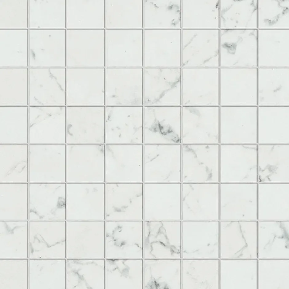 Ro'Ma Carrelage Mosaïque effet Marbre Blanc Carrare 3,5x3,5 cm Quadra 30x30x0,95 cm Mat Marvillo - Sol et mur intérieur (vendu par carton de 0,9 m