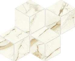 Mosaïque effet Marbre Blanc Calacatta Supreme Hexa Cube 35x30x0,9 cm Brillant Faventa - Mur intérieur (vendu par carton de 0,42 m²-Ro'Ma Carrelage