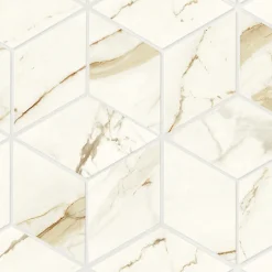 Mosaïque effet Marbre Blanc Calacatta Supreme Hexa Cube 35x30x0,9 cm Brillant Faventa - Mur intérieur (vendu par carton de 0,42 m²-Ro'Ma Carrelage