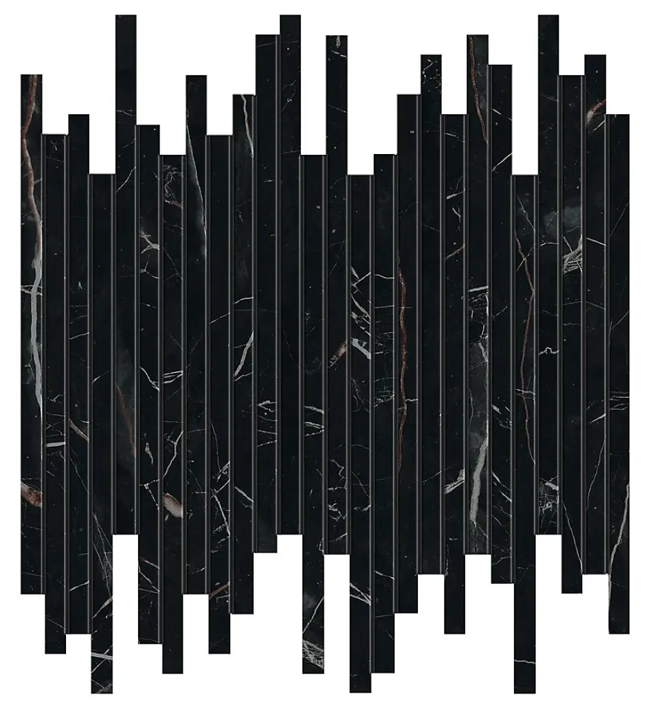 Mosaïque effet Marbre Noir Scuro Riga 30,5x26x0,6 cm Brillant Magnaro - Mur intérieur (vendu par carton de 0,47 m²) - RO'MA CARREL-Ro'Ma Carrelage Sale