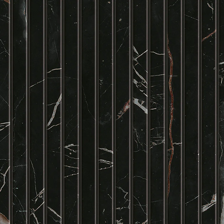 Mosaïque effet Marbre Noir Scuro Riga 30,5x26x0,6 cm Brillant Magnaro - Mur intérieur (vendu par carton de 0,47 m²) - RO'MA CARREL-Ro'Ma Carrelage Sale