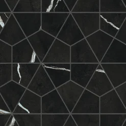 Ro'Ma Carrelage Mosaïque effet Marbre Noir Impérial Hexa 46,6x40,3x0,9 cm Brillant Orsiano - Mur intérieur (vendu par carton de 0,75 m²) - RO'MA C