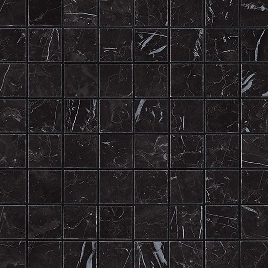 Mosaïque effet Marbre Noir Marquina 3,5x3,5 cm Quadra 30x30x0,95 cm Mat Marvillo - Sol et mur intérieur (vendu par carton de 0,9 m-Ro'Ma Carrelage Outlet
