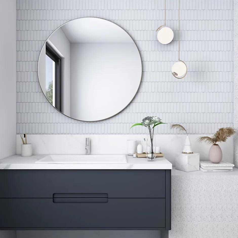 Mosaïque Effet Marbre Silk Blanc 30x28,5 cm Intérieur/Extérieur-Lux Mosaic