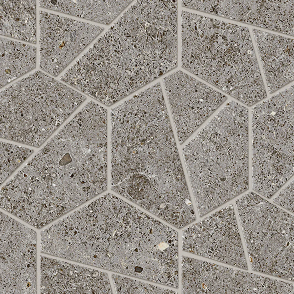 Mosaïque effet Pierre Calcaire Gris Fumé Hexa 28,5x25x0,9 cm Mat Domella - Sol et mur intérieur (vendu par carton de 0,428 m²) - R-Ro'Ma Carrelage Best