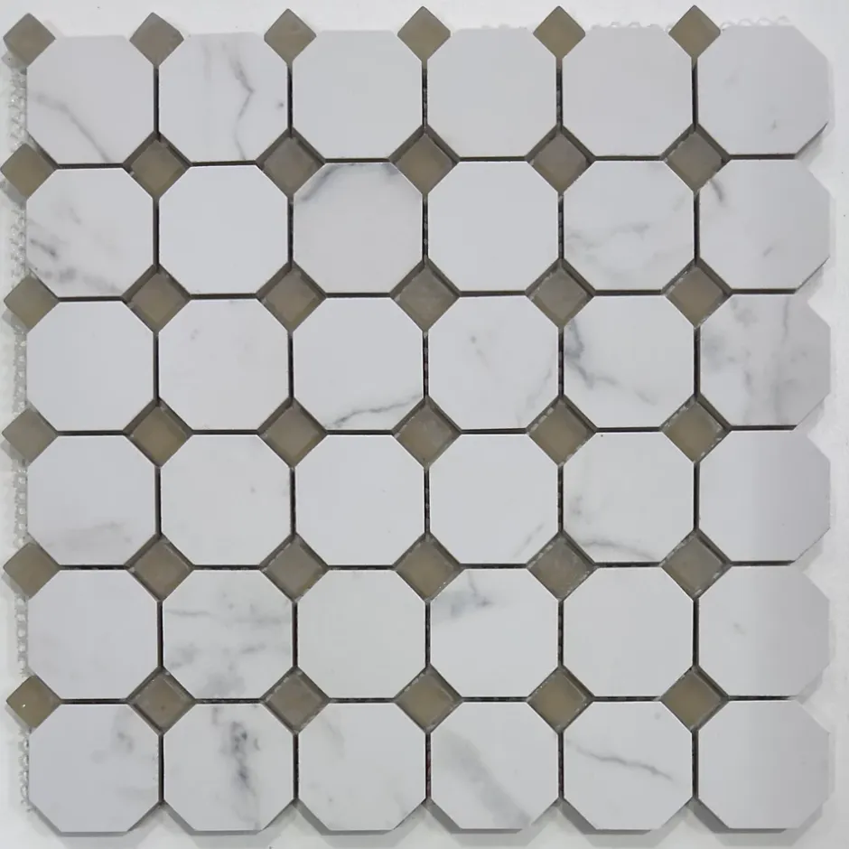 Albedo Pierre Mosaïque en Céramique en Verre Mat - Octogone