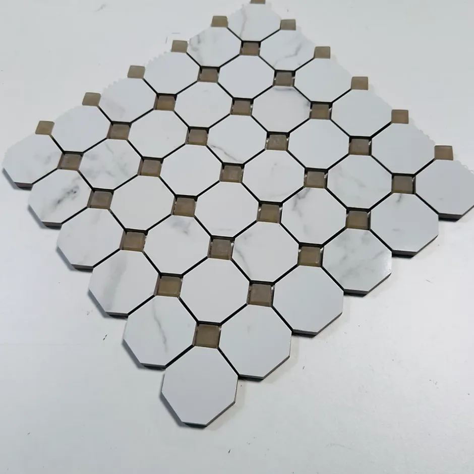 Albedo Pierre Mosaïque en Céramique en Verre Mat - Octogone