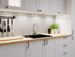 Mosaïque en céramique sur filet pour salle de bain ou cuisine 29.3cm x 31.7cm - Grey bubbles-Ilcom Best