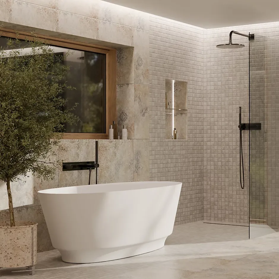 Ilcom Mosaïque en céramique sur filet pour salle de bain ou cuisine 30cm x 30 cm - Trentino