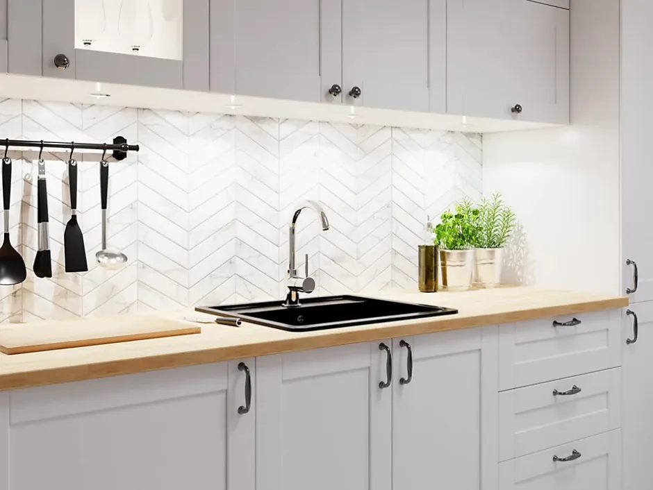 Mosaïque en céramique sur filet pour salle de bain ou cuisine 31.6cm x 21.5cm - Marble spruce-Ilcom Outlet