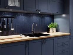 Ilcom Mosaïque en céramique sur filet pour salle de bain ou cuisine 27cm x 28cm - Blue Forest